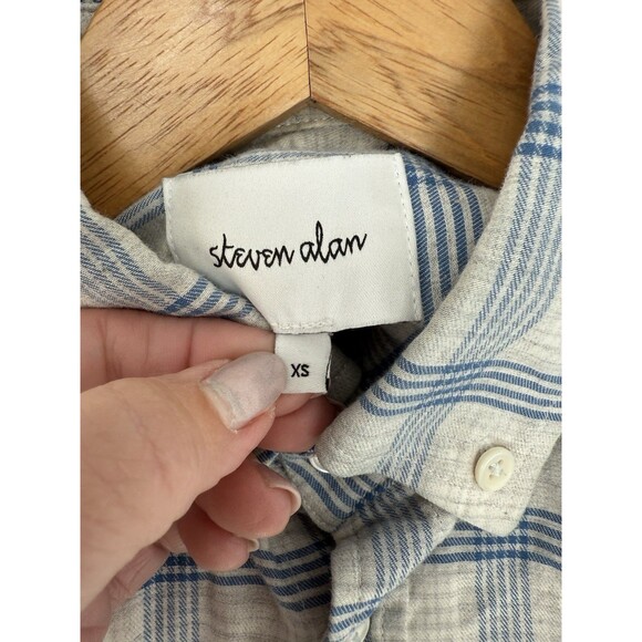 Steven Alan Shirt Men's Extra Small Button Up Made in USA BLUE Casual Adult - Picture 10 of 15